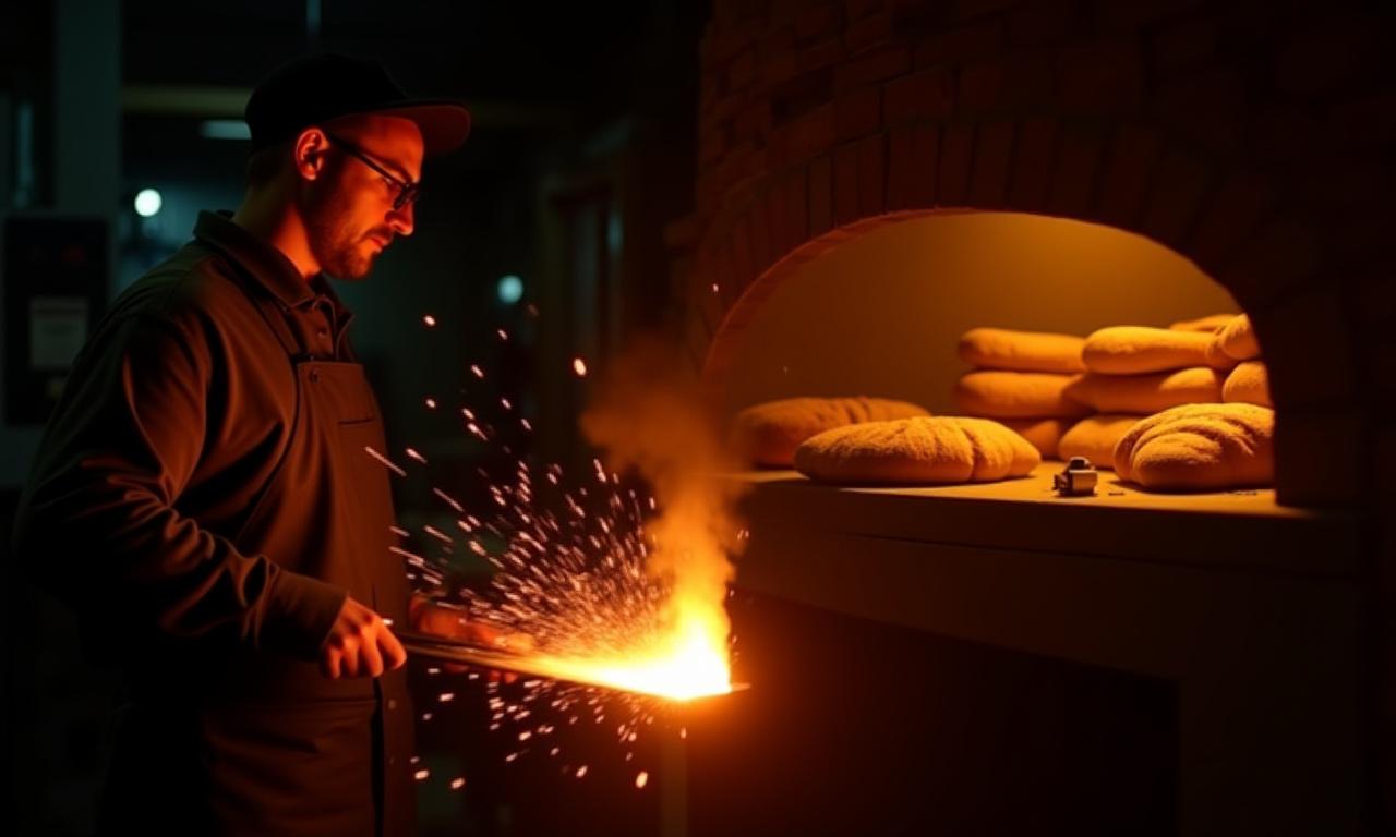 Forgeron au travail et four à pain artisanal